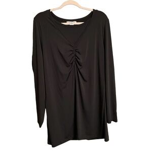 Liz Claiborne Woman Top/Tunic Black Size 1X-Vneck-Cami attached NWT